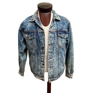 Ruff Stuff Womens Vintage Acid Wash Denim Truckers Jacket Brazil‎ Size XL 18